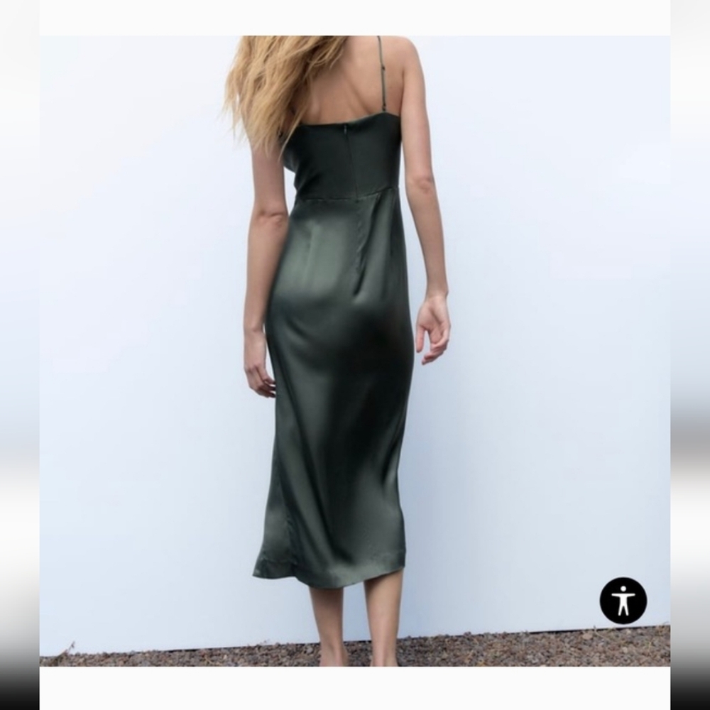 ZARA Olive Green Corset Style Dress Size M #33 - Picture 2 of 12